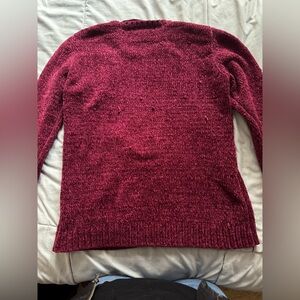 Karen Scott burgundy cable knit sweater